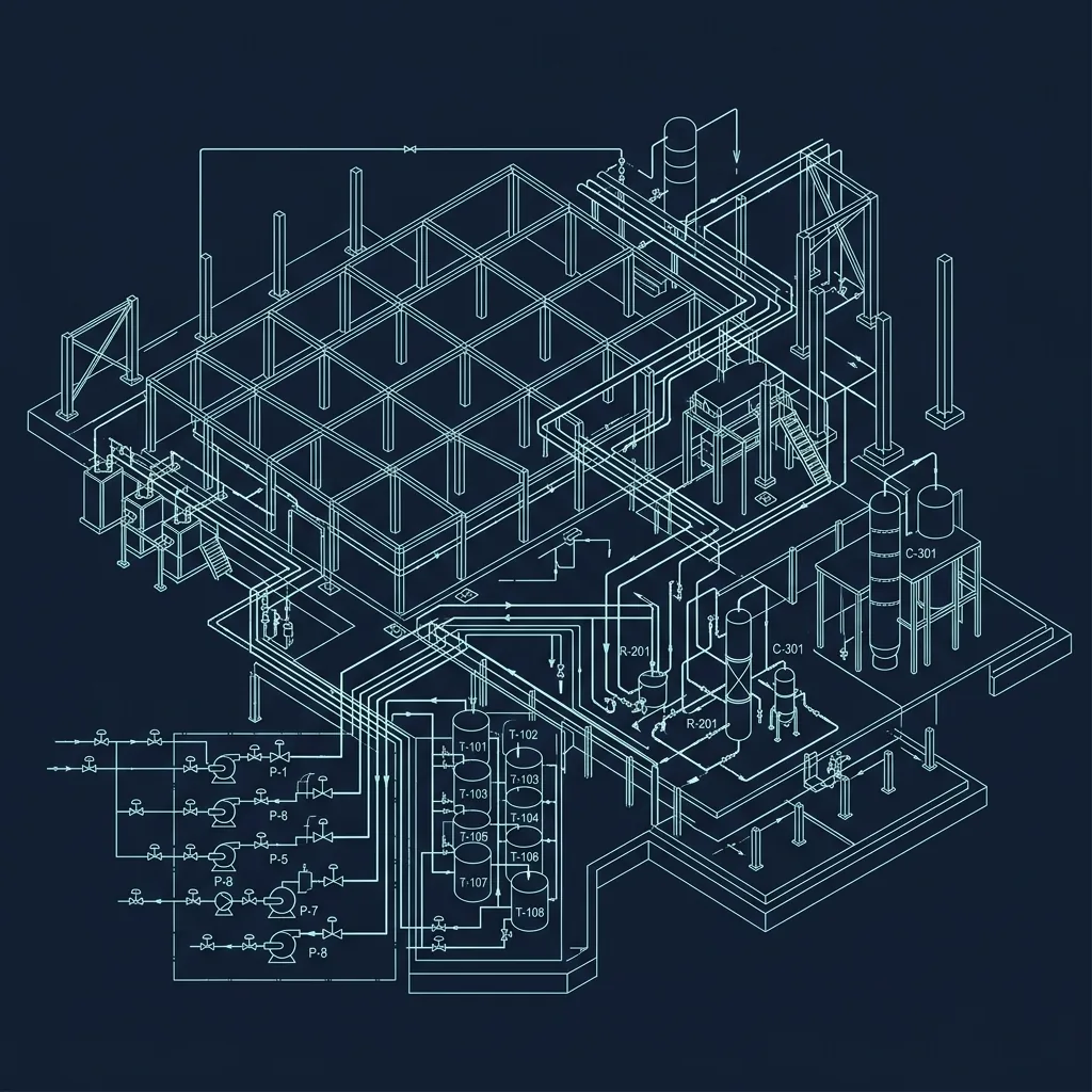 Industrial Plant CAD Blueprint Schematic